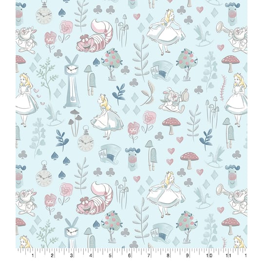 Disney® Alice in Wonderland Blue Scenic Cotton Fabric
